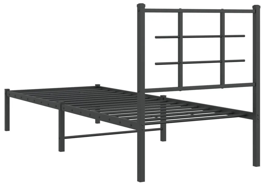 Estrutura de cama com cabeceira 80x200 cm metal preto