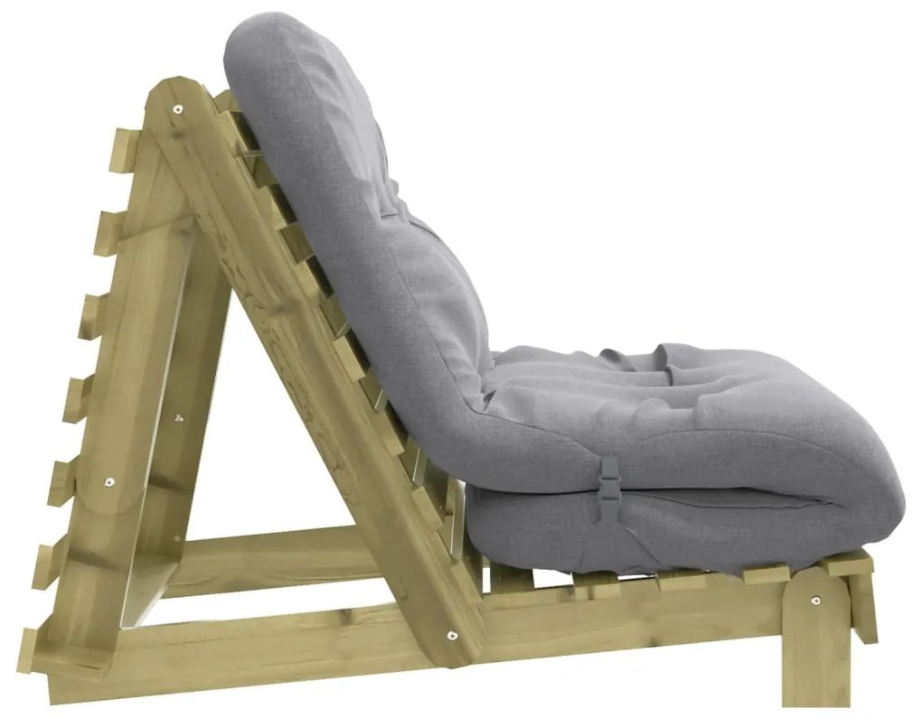 Sofá-cama futon c/ colchão 80x206x11cm madeira pinho impregnada