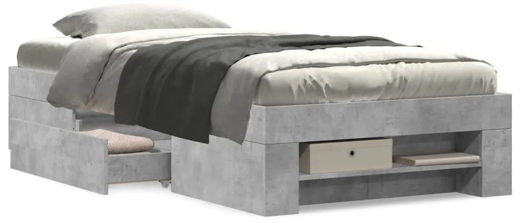Estrutura de cama 90x200 cm derivados de madeira cinza sonoma