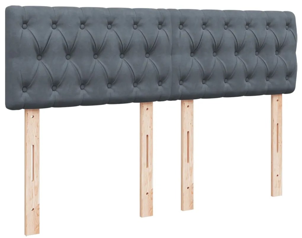 Cama com molas/colchão 160x200 cm veludo cinzento-escuro