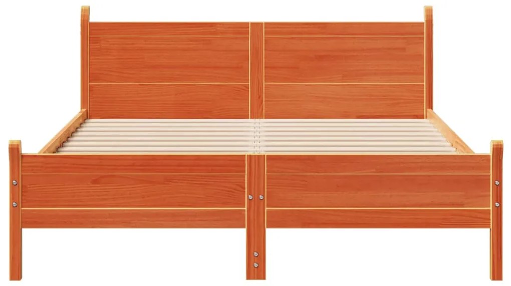 Cama sem colchão 160x200 cm madeira pinho maciço castanho-mel