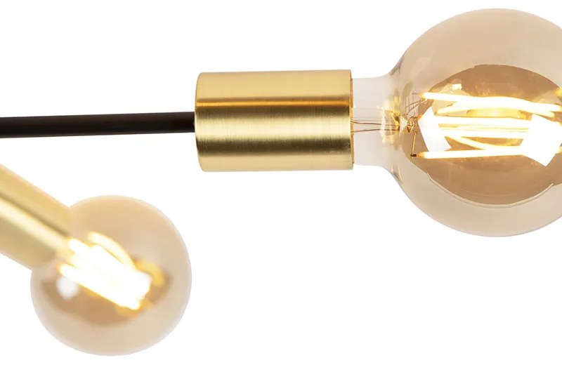 LED Candeeiro de teto inteligente preto com dourado 6 luzes incl. Wifi G95 - Sydney Industrial