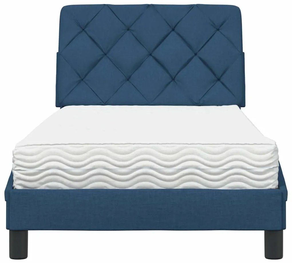 Cama com colchão 90x190 cm tecido azul
