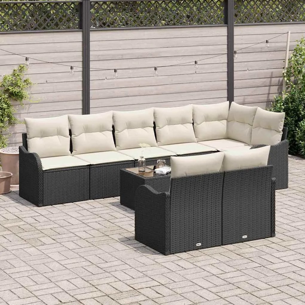 Conjunto de Sofás de Jardim de 8 Peças com Almofadas em Rattan Sintéti