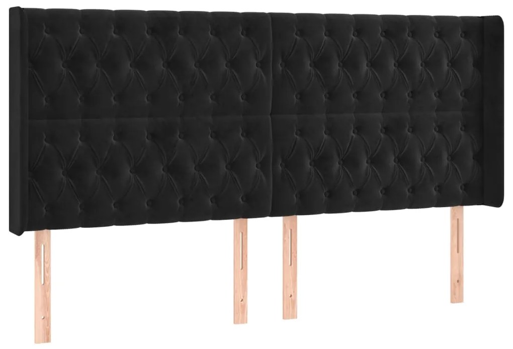 Cama box spring c/ colchão/LED 200x200 cm veludo preto