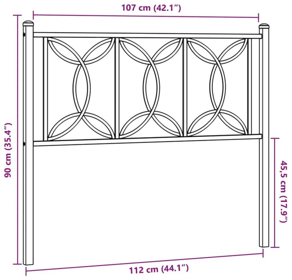 Cabeceira de cama 107 cm metal preto