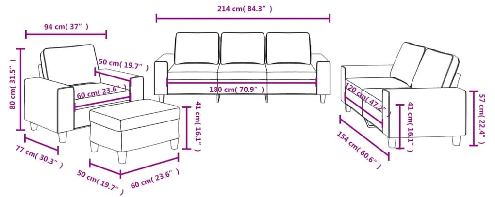 4 pcs conjunto de sofás tecido cor creme