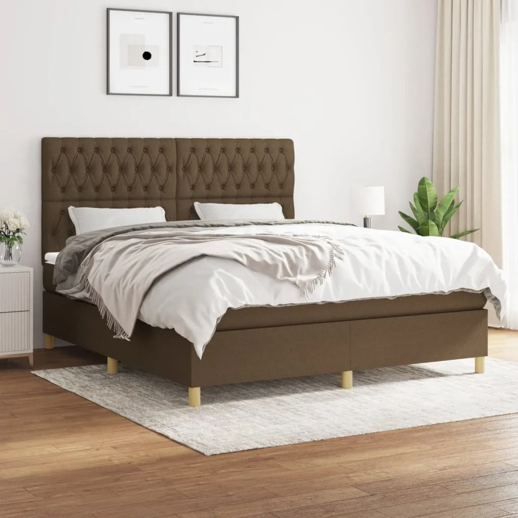vidaXL Cama com molas/colchão 180x200 cm tecido castanho-escuro