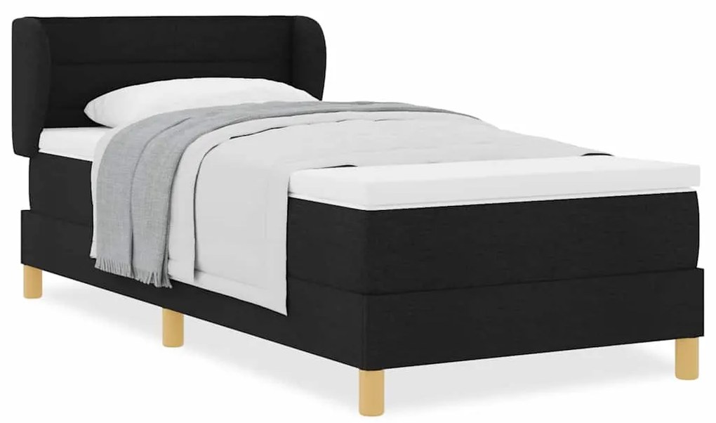 Cama Box Spring vidaXL com Colchão Preto 90x200 cm Tecido