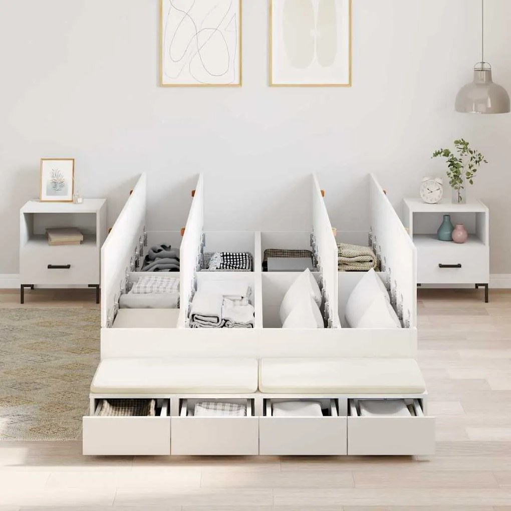 Cama de Armazenamento Branca 120x190 cm