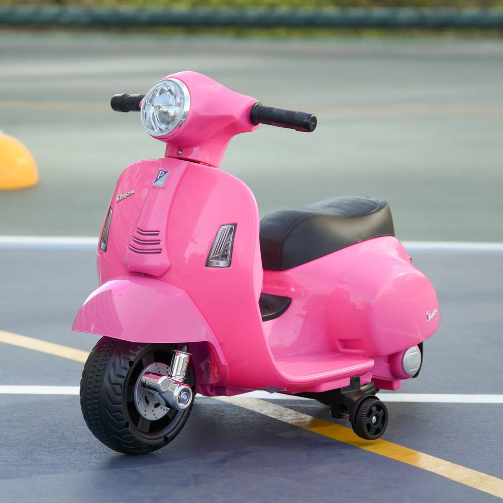 Mota elétrica 6V ara crianças 1,5 a 3 anos com licença faróis buzina e 4 rodas 66,5x38x52 cm Rosa