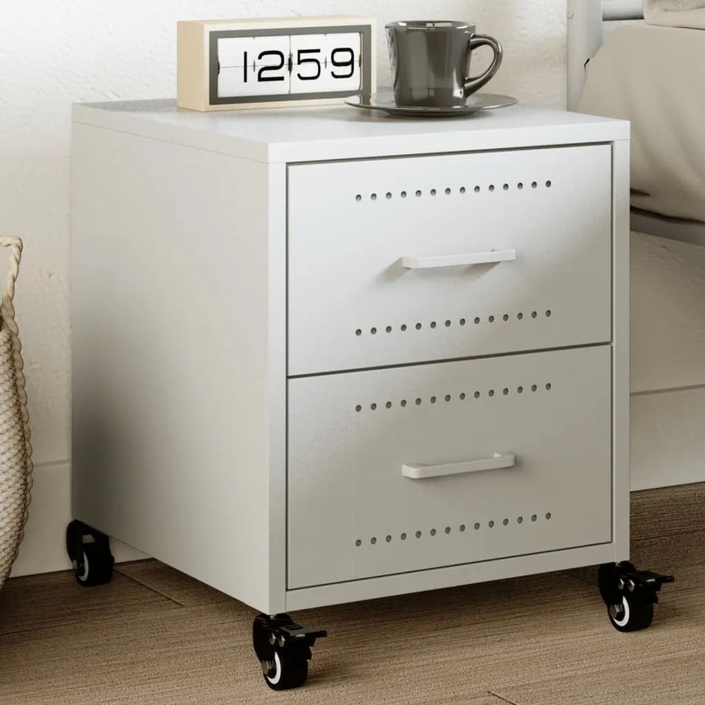 Mesa de cabeceira 36x39x43,5 cm aço branco