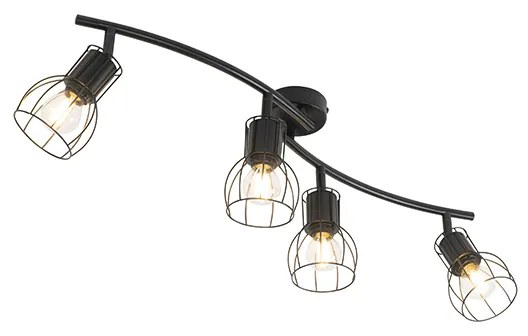 Candeeiro de teto moderno preto 86 cm 4 luzes - Botu Moderno