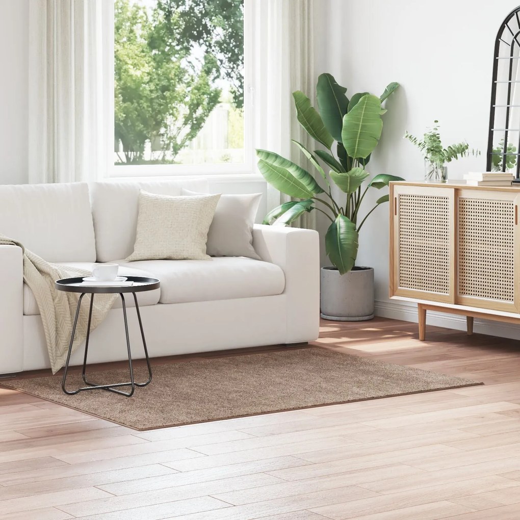Tapete Shaggy vidaXL com base em látex marrom 120x170 cm