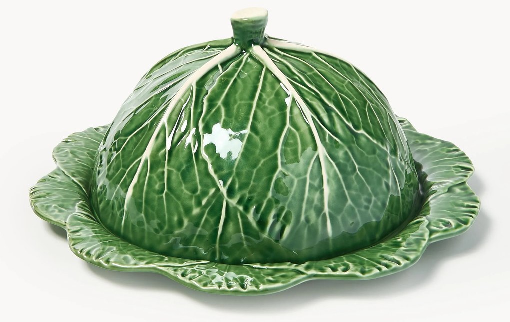 Prato de servir pintado à mão com tampa Cabbage