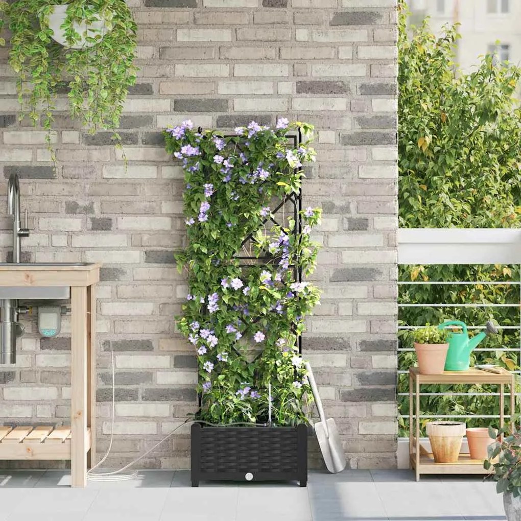 Jardineiras de Jardim 1 pc Preto 40 x 40 x 126 cm Plástico
