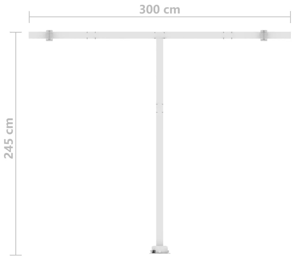 Toldo retrátil manual com LED 300x250 cm amarelo e branco
