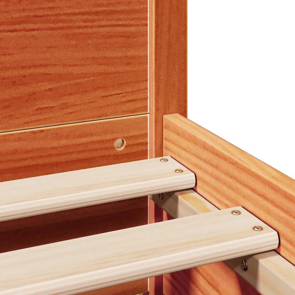 Cama sem colchão 140x190 cm pinho maciço castanho-mel