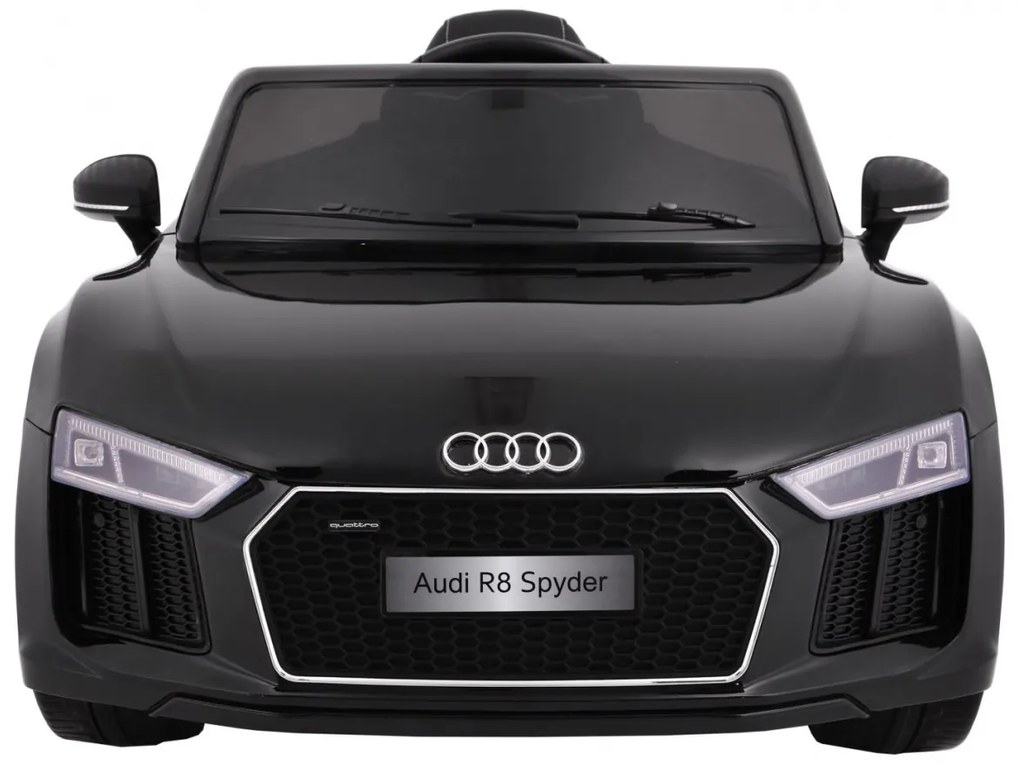 Carro elétrico para Crianças 12V AUDI R8 Spyder RS Rodas EVA, e assento couro ecológico 2 4 G Preto Pintado