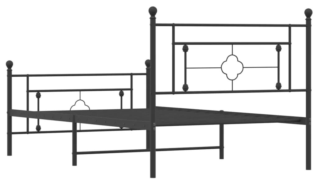 Estrutura de cama com cabeceira e pés 107x203 cm metal preto