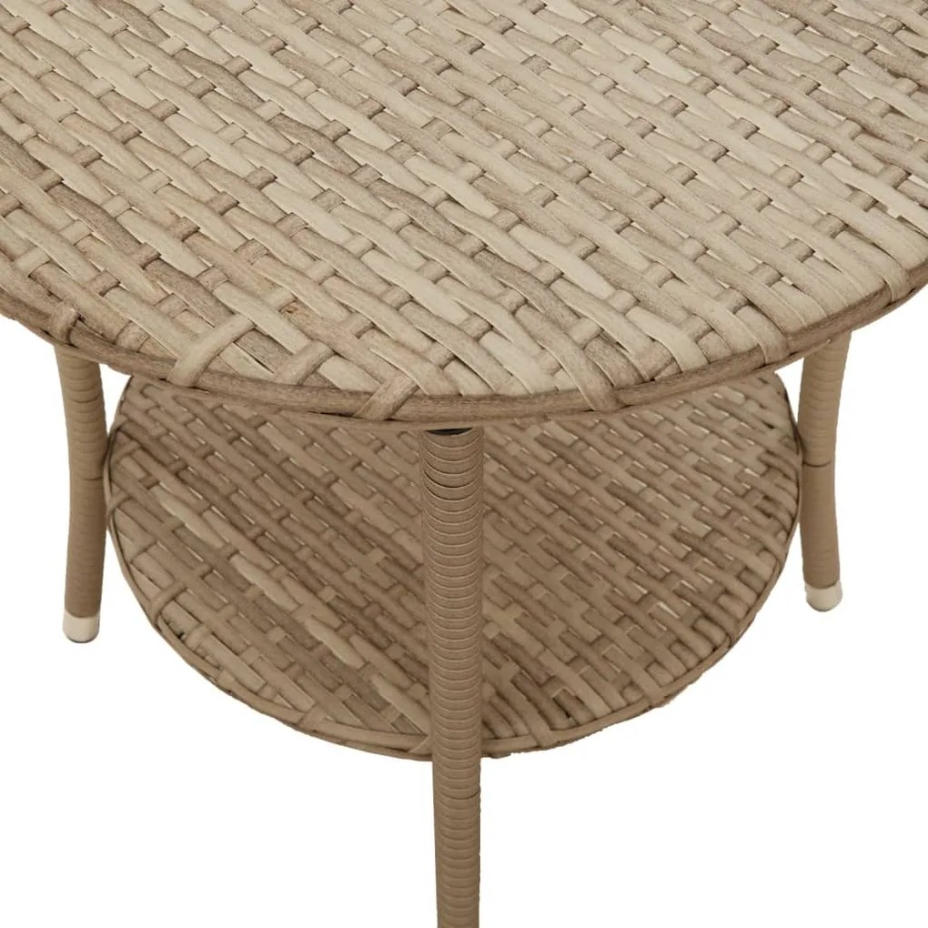Cadeiras de jardim reclináveis 2 pcs com mesa vime PE bege