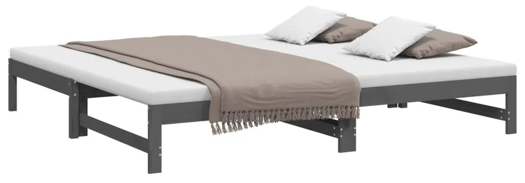 Sofá-cama de puxar 2x(80x200) cm pinho maciço cinza