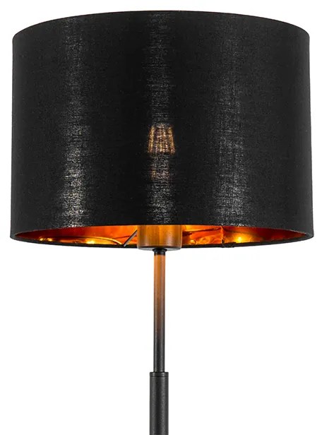 Candeeiro de pé inteligente preto com dourado redondo incluindo WiFi A60 - VT