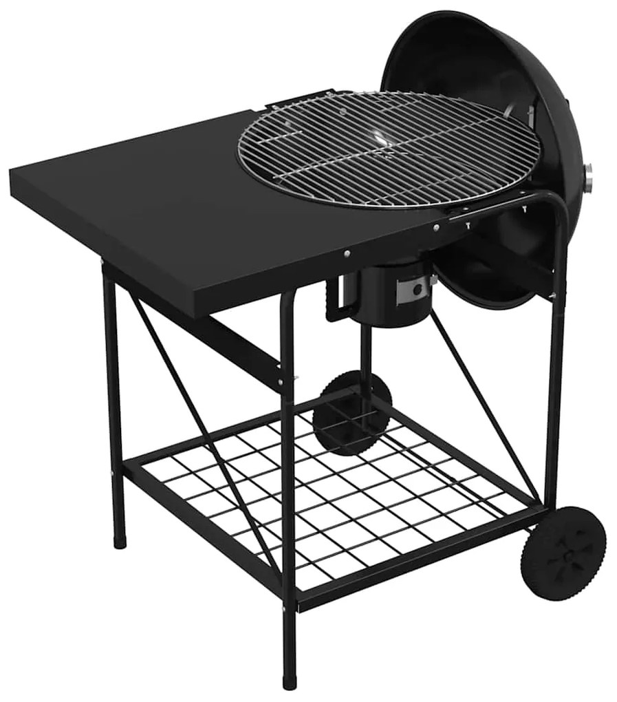 Carro de Carvão Parilla com Tampa Preta 96x72x113 cm em Metal