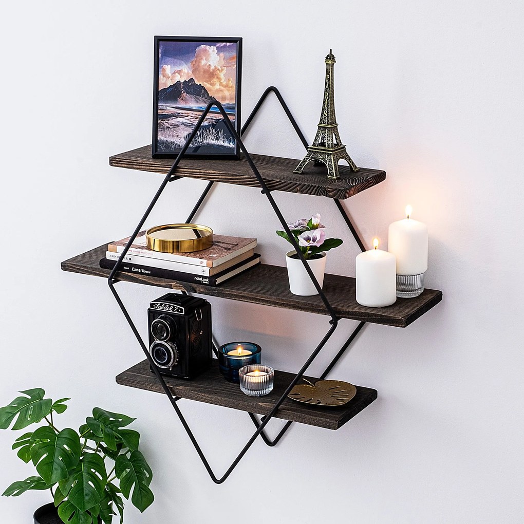 Prateleira de Parede Erysimum – Preto Nogueira – 60x40x15 cm | Tribo H