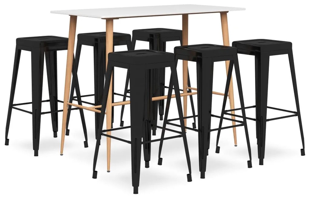 7 pcs conjunto de bar branco e preto