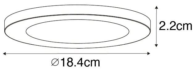 Foco de superfície ou embutido branco 18 cm incl. LED 3-Step Dim to Warm com interruptor DIP - Trans