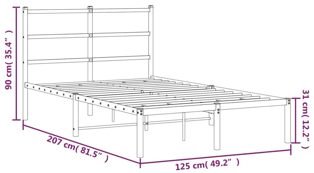 Estrutura de cama com cabeceira 120x200 cm metal preto