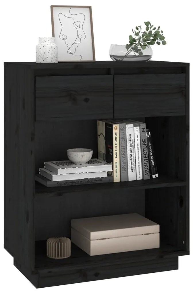Armário consola 60x34x75 cm pinho maciço preto