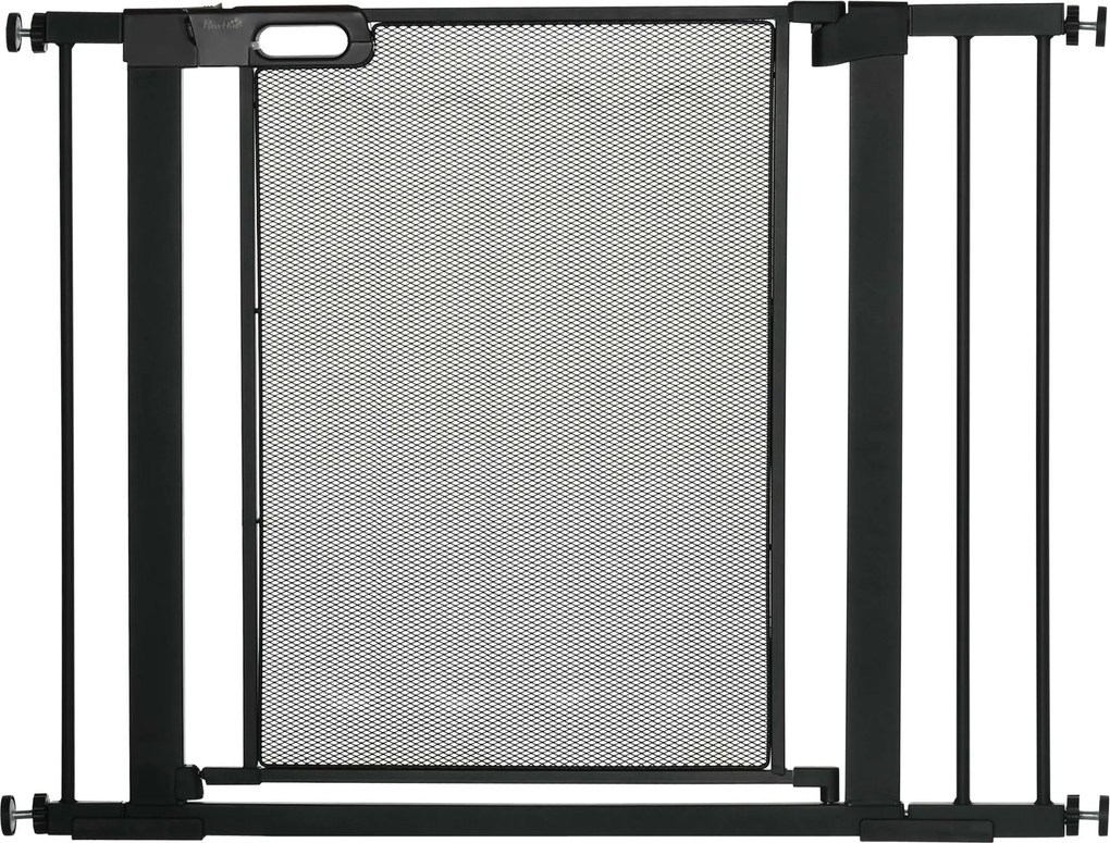 Barreira de segurança para animais de estimação com fecho automático de dupla bloqueio, largura 75-103 cm, preta