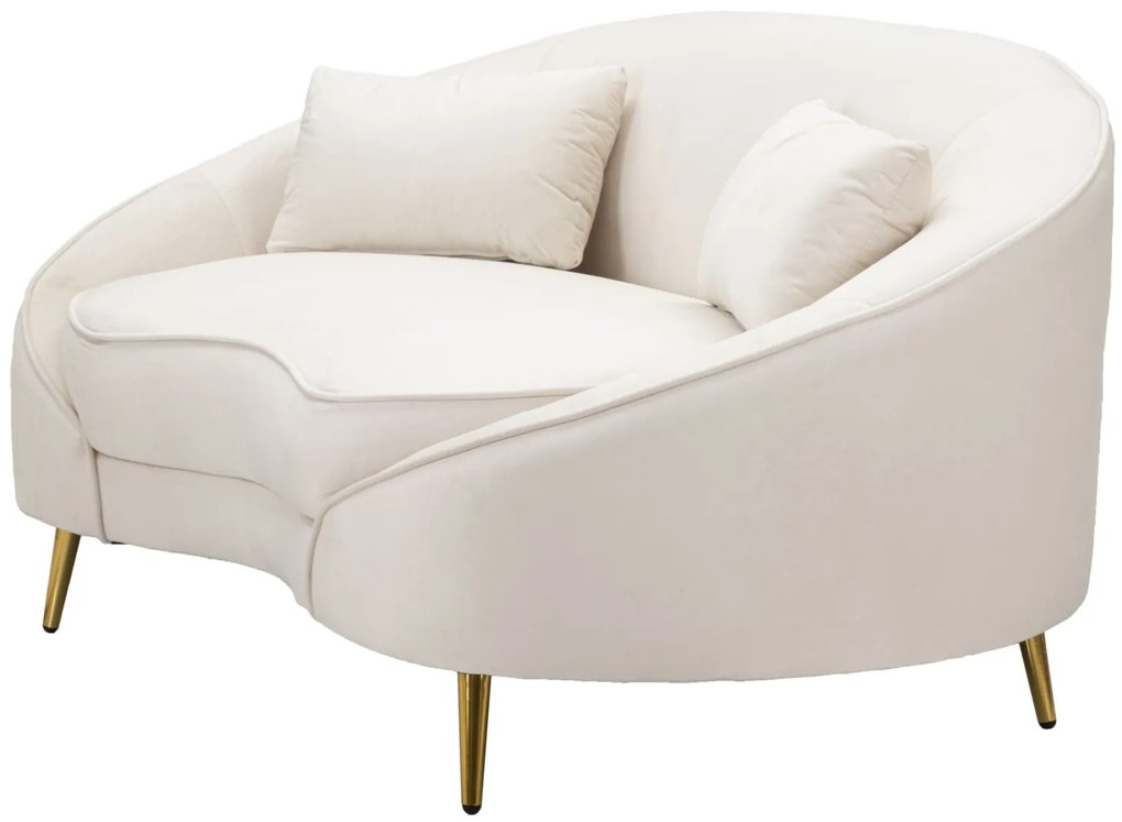SOFÁ DE 2 LUGARES COM ALMOFADAS 148X84X68 CM CREME E DOURADO