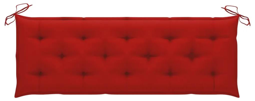 Banco Batávia c/ almofadão vermelho 150 cm teca maciça