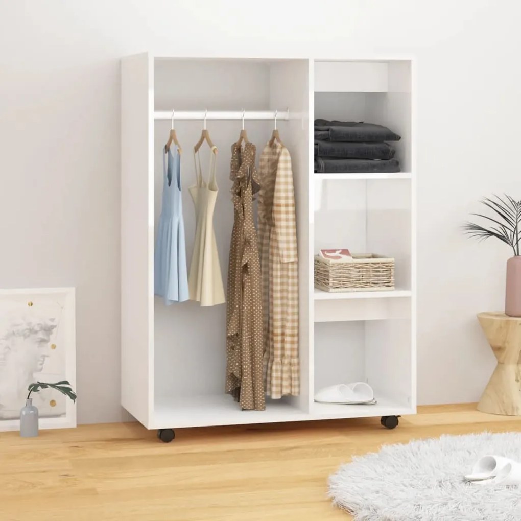 808519 vidaXL Roupeiro 80x40x110 cm contraplacado branco brilhante
