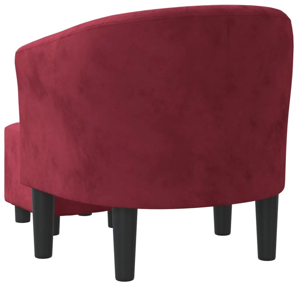 Poltrona com apoio de pés veludo vermelho-tinto