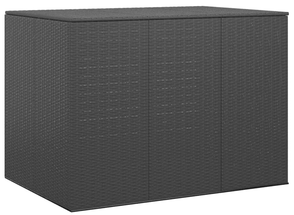 317229 vidaXL Caixa para almofadões de jardim 145x100x103 cm vime PE preto
