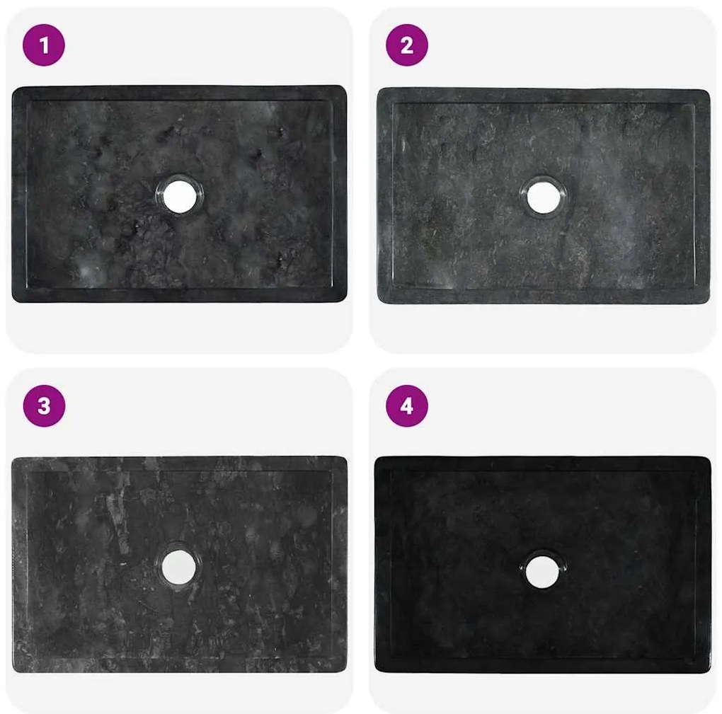Lavatório 45x30x12 cm mármore preto brilhante