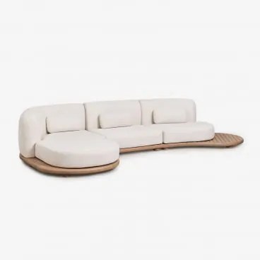 Sofá Modular Chaise Longue Esquerdo De Jardim De 3 Peças Em Madeira De Acácia Gerard Marrom Acácia Claro - Sklum