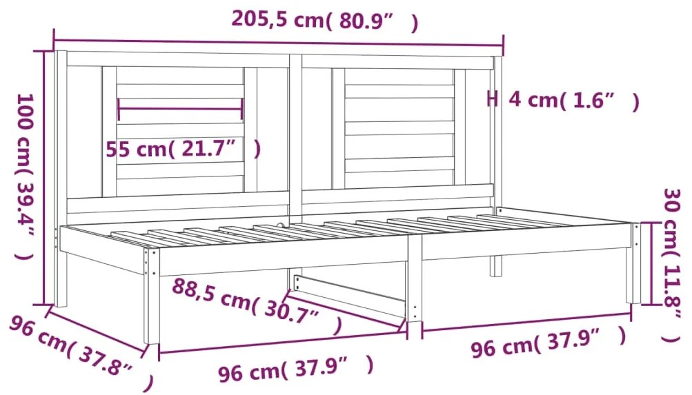 Sofá-cama 90x200 cm madeira de pinho maciça castanho mel