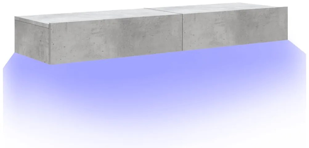 Móveis de TV com luzes LED 2 pcs 60x35x15,5 cm cinzento cimento
