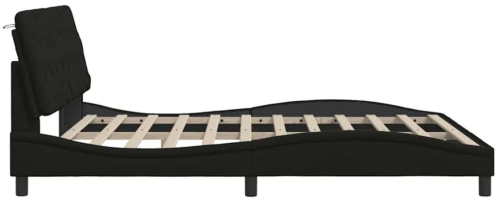 Estrutura de cama sem colchão 180x200 cm tecido preto