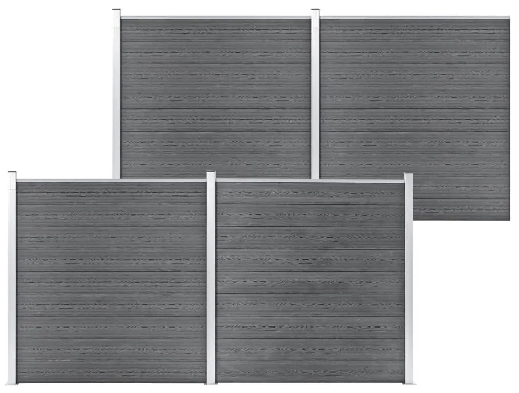 vidaXL Painel de vedação para jardim 699x186 cm WPC cinzento