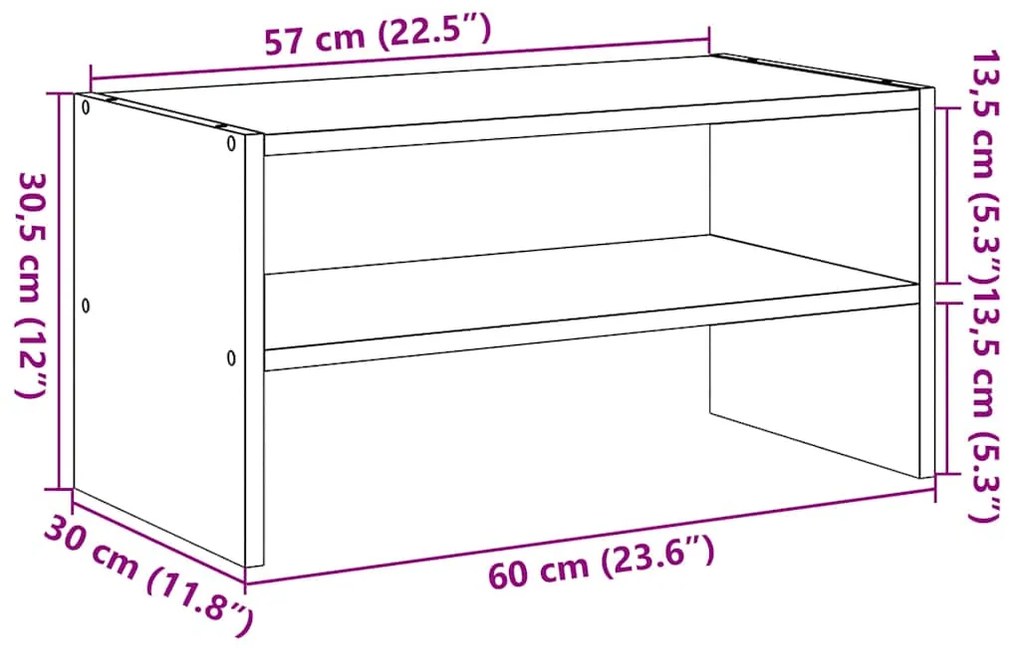 Sapateira empilháveis 60x30x30,5 cm carvalho castanho