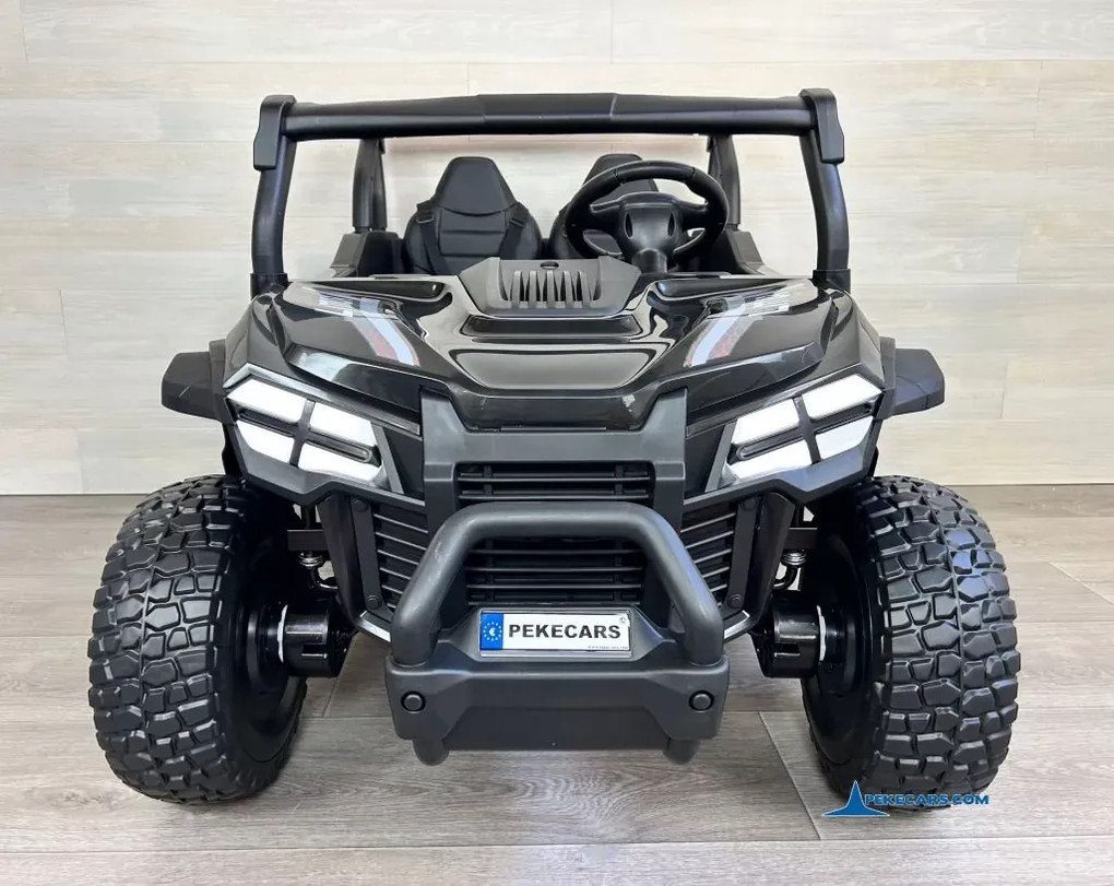 Buggy elétrico para crianças 2 lugares 1000R 4x4 24V, Rodas de borracha, Banco em pele sintética Preto