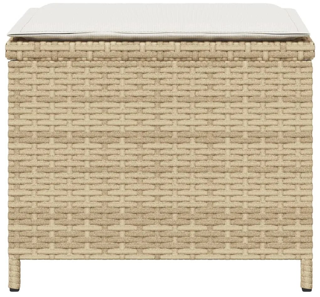 Bancos de jardim com almofadões 4 pcs 40x40x35 cm vime PE bege