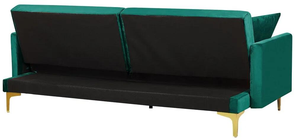 Sofá-cama de 3 lugares em veludo verde LUCAN Beliani