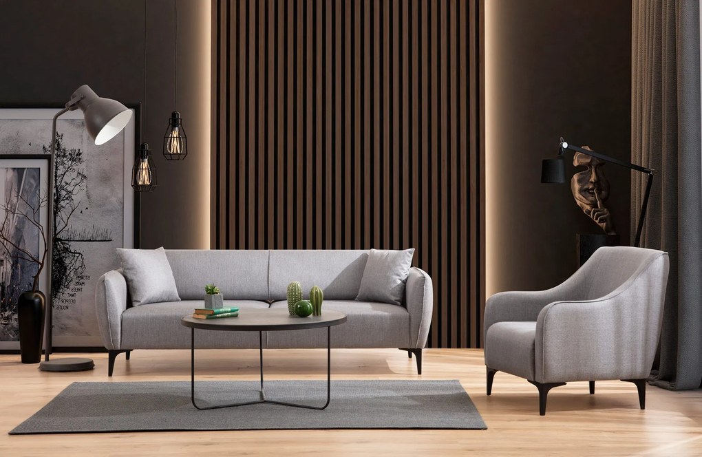 Sofá "Belissimo" de 3 Lugares – Cinzento – 220x95x67 cm – Design Moder